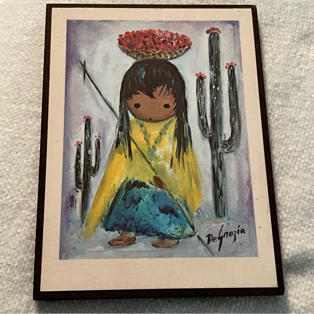 DeGrazia Little Papago Girl Print Mini Board Wood Plaque Decor